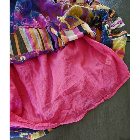 Cato Patchwork Tiered Maxi Dress Babydoll Size L Cotton Bohemian Spaghetti Strap - Picture 5 of 9